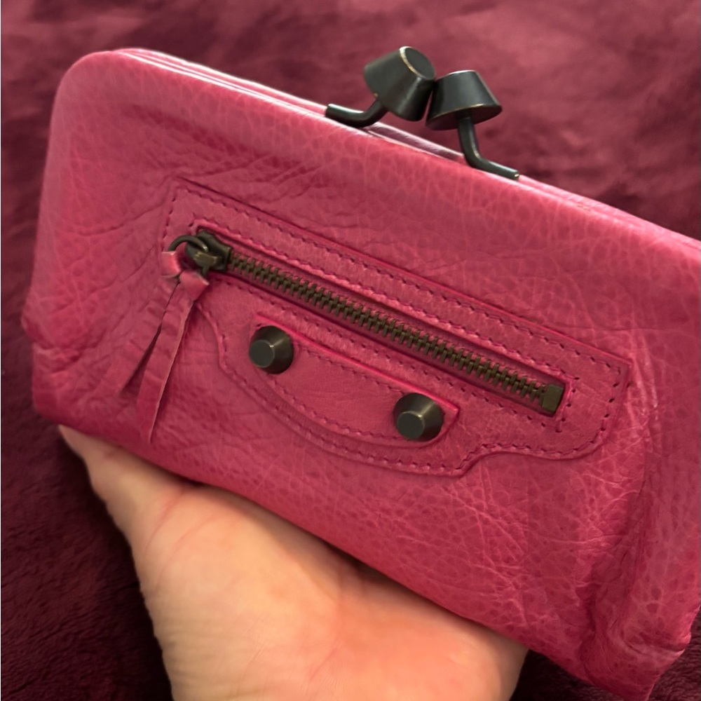 Balenciaga Fuchsia Leather Wallet